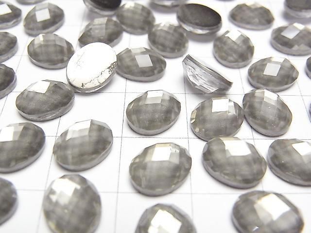 Pyrit x Kristall AAA Oval facettierter Cabochon 10x8mm 2 Stück