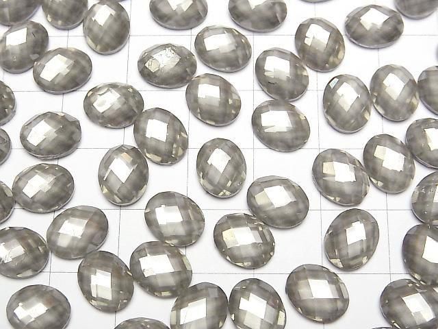 Pyrit x Kristall AAA Oval facettierter Cabochon 10x8mm 2 Stück