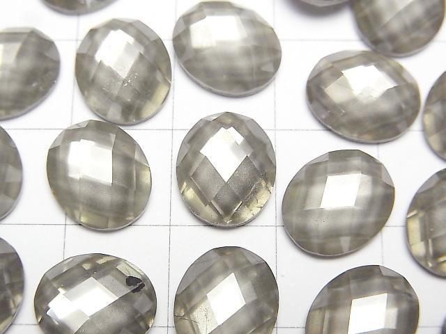 Pyrite x Crystal AAA Oval Faceted Cabochon 12x10mm 2pcs