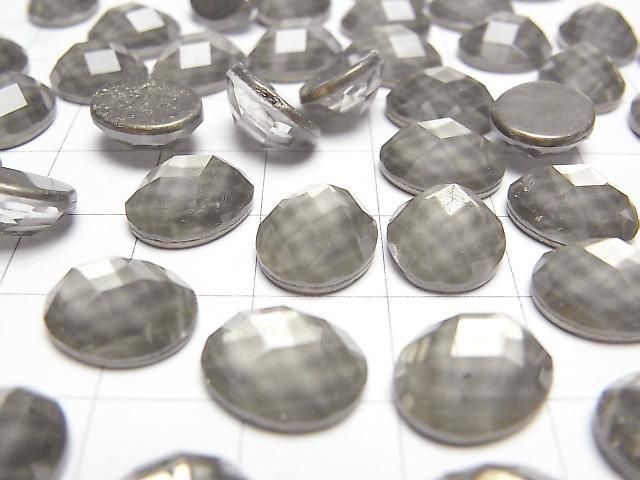 Pyrit x Kristall AAA Oval facettierter Cabochon 12x10mm 2 Stück