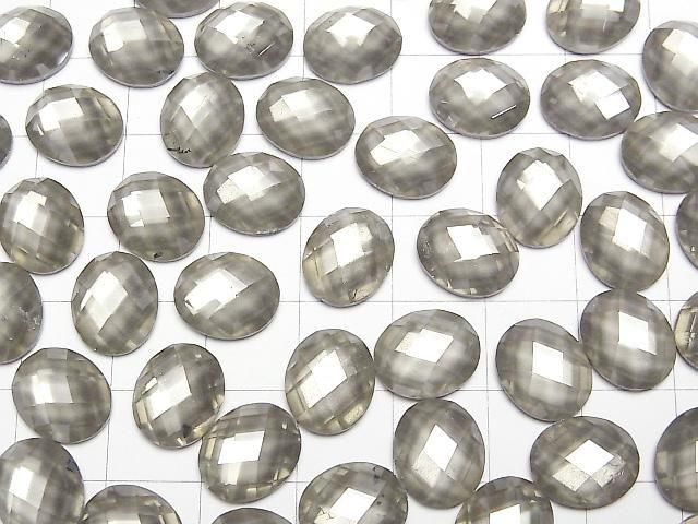 Pyrit x Kristall AAA Oval facettierter Cabochon 12x10mm 2 Stück