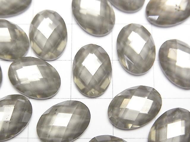 Pyrite x Crystal AAA Oval Faceted Cabochon 14x10mm 2pcs