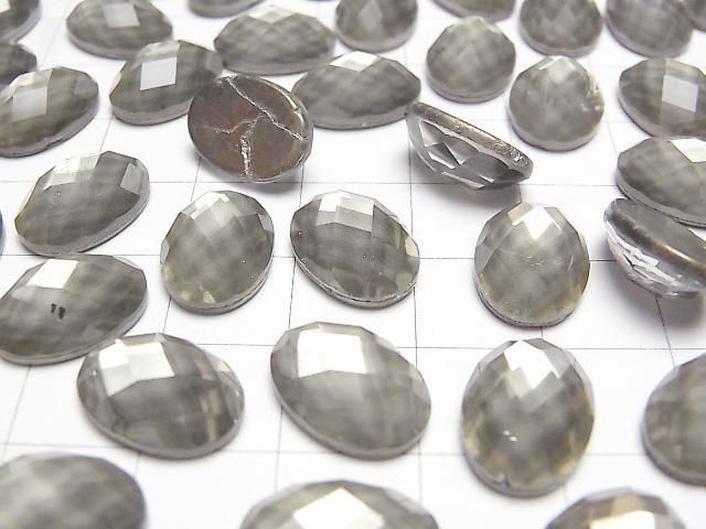 Pyrit x Kristall AAA Oval facettierter Cabochon 14x10mm 2 Stück