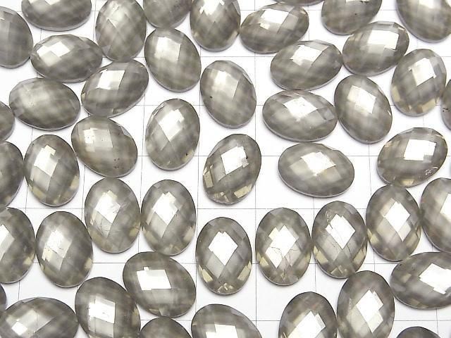 Pyrit x Kristall AAA Oval facettierter Cabochon 14x10mm 2 Stück