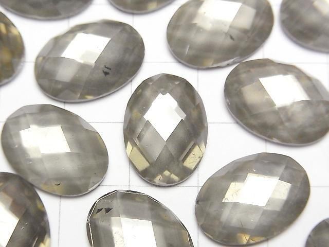 Pyrite x Crystal AAA Oval Faceted Cabochon 18x13mm 2pcs