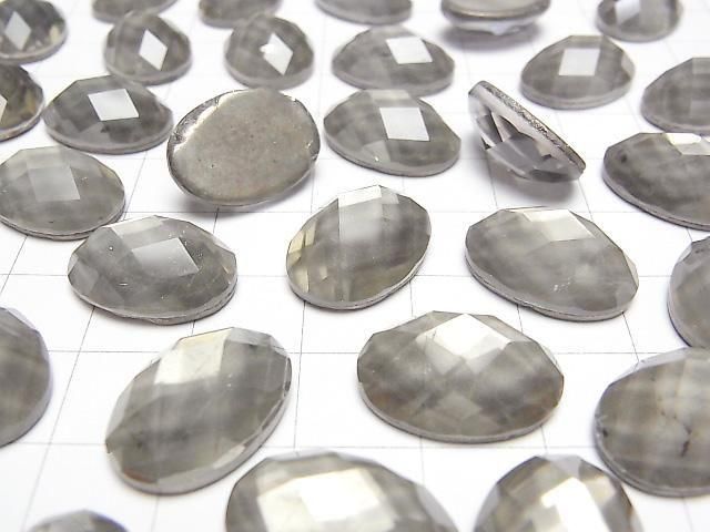 Pyrit x Kristall AAA Oval facettierter Cabochon 18x13mm 2 Stück