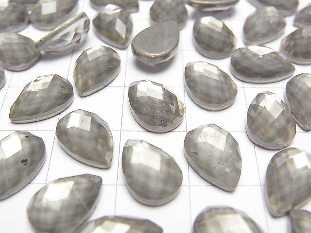 Pyrit x Kristall AAA Birnenform facettierter Cabochon 12x8mm 2 Stück