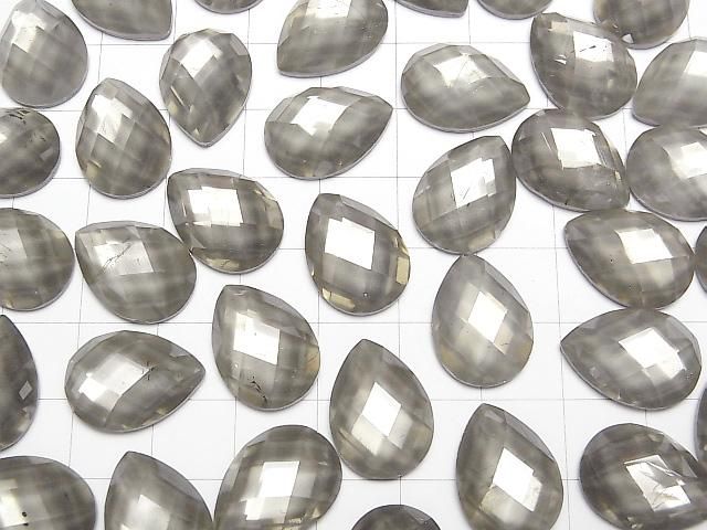 Pyrit x Kristall AAA Birnenform facettierter Cabochon 18x13mm 2 Stück