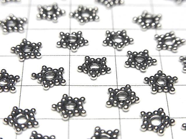 Bali Silver Rondelle 7x7x1.5mm Oxidized Finish 2pcs