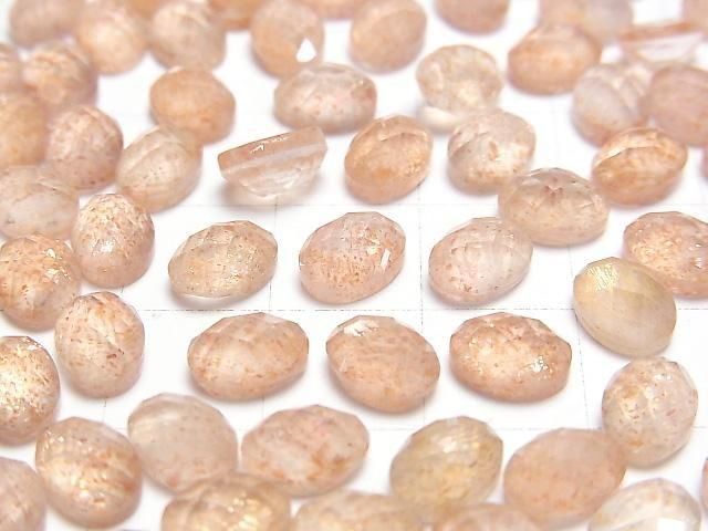 Sonnenstein x Kristall AAA Oval facettierter Cabochon 8x6mm 2 Stück