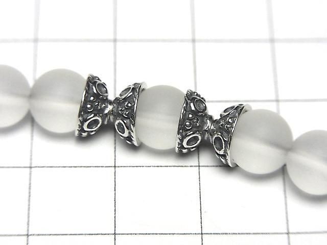 Bali Silver Bead Caps 8x8x4mm Oxidized Finish 2pcs