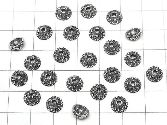 Bali Silver Bead Caps 8x8x4mm Oxidized Finish 2pcs