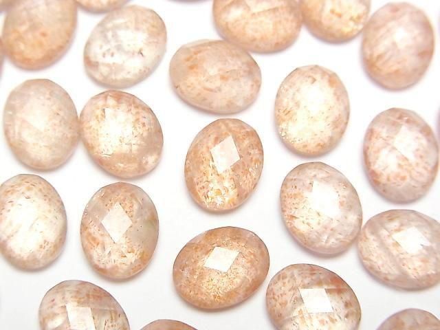 Sonnenstein x Kristall AAA Oval facettierter Cabochon 10x8mm 2 Stück