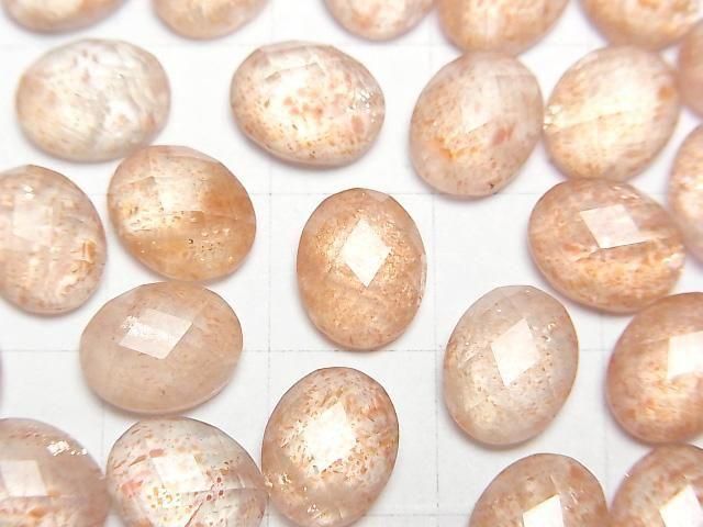Sonnenstein x Kristall AAA Oval facettierter Cabochon 10x8mm 2 Stück