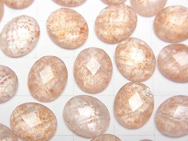 Sonnenstein x Kristall AAA Oval facettierter Cabochon 12x10mm 2 Stück