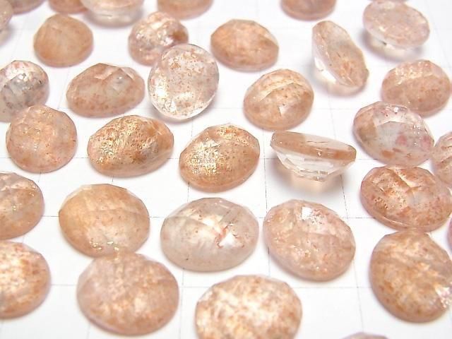 Sonnenstein x Kristall AAA Oval facettierter Cabochon 12x10mm 2 Stück