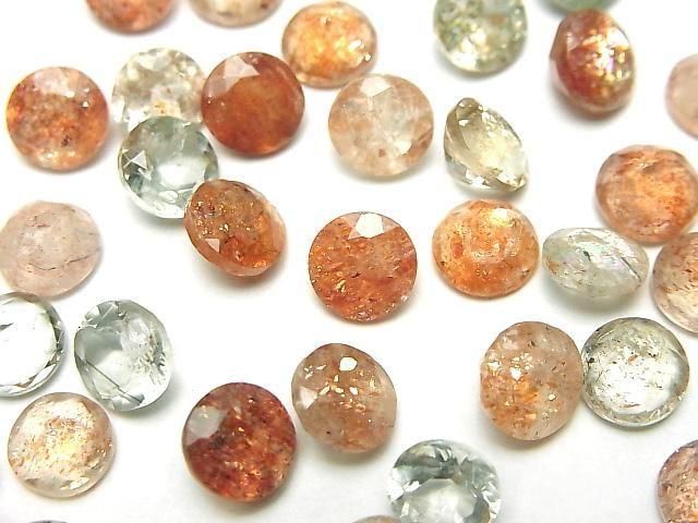 Hochwertiger mehrfarbiger Sonnenstein AAA lose Steine rund facettiert 7x7mm 5 Stück