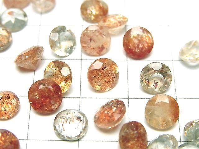 Hochwertiger mehrfarbiger Sonnenstein AAA lose Steine rund facettiert 7x7mm 5 Stück