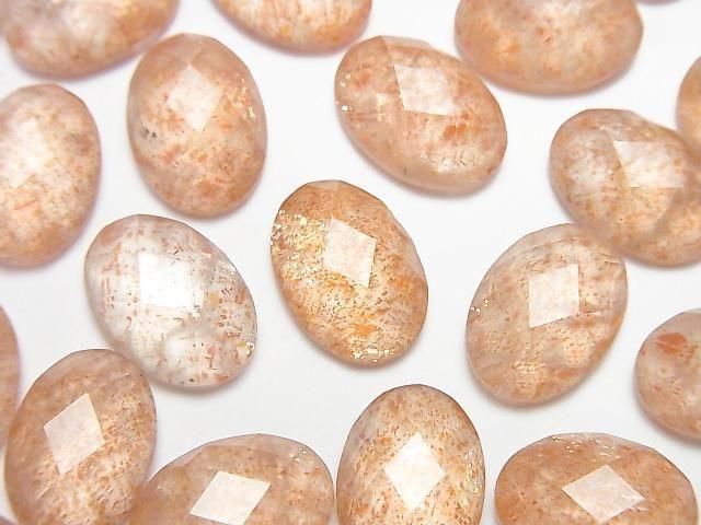 Sonnenstein x Kristall AAA Oval facettierter Cabochon 14x10mm 2 Stück
