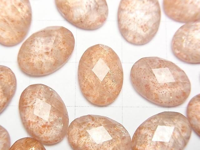 Sonnenstein x Kristall AAA Oval facettierter Cabochon 14x10mm 2 Stück