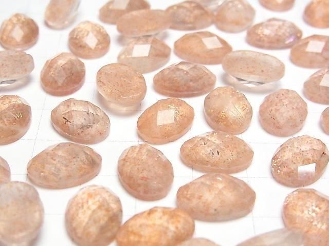 Sonnenstein x Kristall AAA Oval facettierter Cabochon 14x10mm 2 Stück