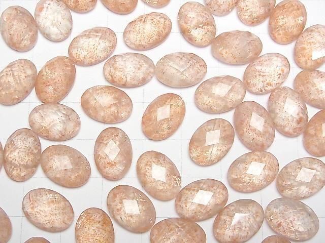 Sonnenstein x Kristall AAA Oval facettierter Cabochon 14x10mm 2 Stück
