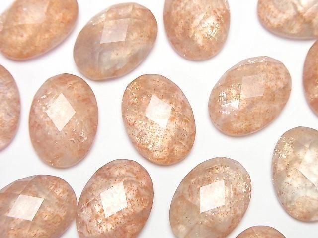 Sonnenstein x Kristall AAA Oval facettierter Cabochon 18x13mm 2 Stück