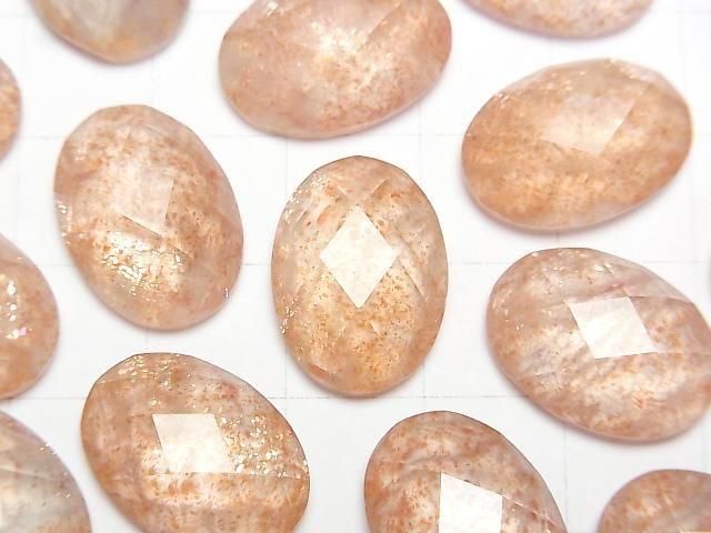 Sonnenstein x Kristall AAA Oval facettierter Cabochon 18x13mm 2 Stück