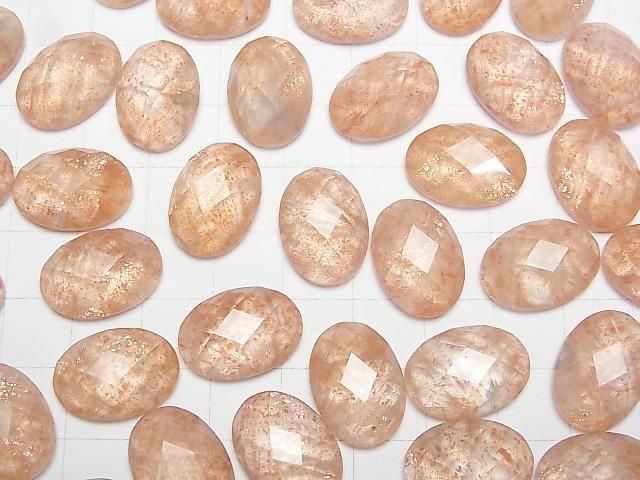 Sonnenstein x Kristall AAA Oval facettierter Cabochon 18x13mm 2 Stück