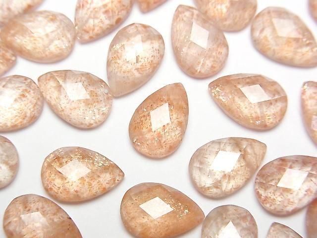 Sonnenstein x Kristall AAA Birnenform facettierter Cabochon 12x8mm 2 Stück