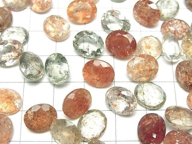 Hochwertiger mehrfarbiger Sonnenstein AAA lose Steine oval facettiert 11x9mm 3 Stück