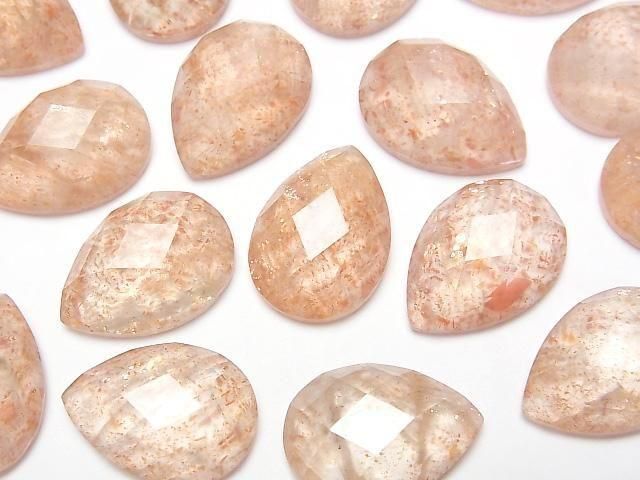 Sonnenstein x Kristall AAA Birnenform facettierter Cabochon 18x13mm 2 Stück