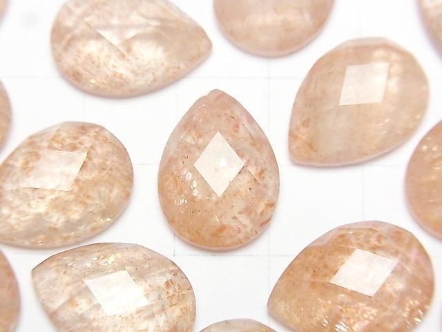 Sonnenstein x Kristall AAA Birnenform facettierter Cabochon 18x13mm 2 Stück
