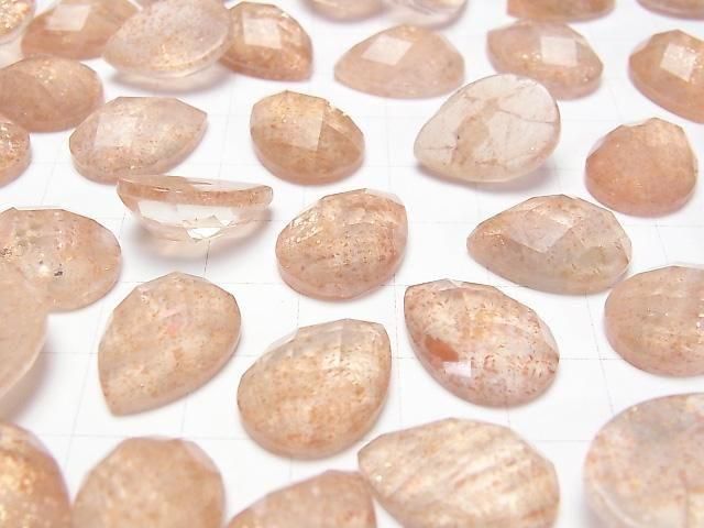 Sonnenstein x Kristall AAA Birnenform facettierter Cabochon 18x13mm 2 Stück