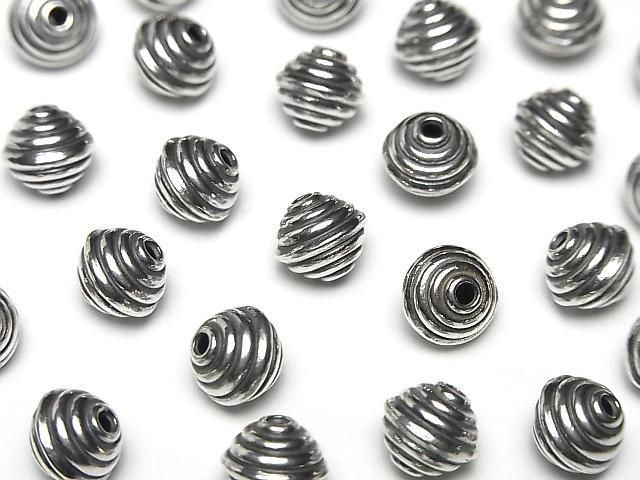 Bali Silver Rondelle 8.5x8.5x7.5mm Oxidized Finish 2pcs