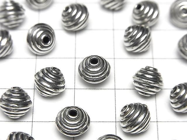 Bali Silver Rondelle 8.5x8.5x7.5mm Oxidized Finish 2pcs