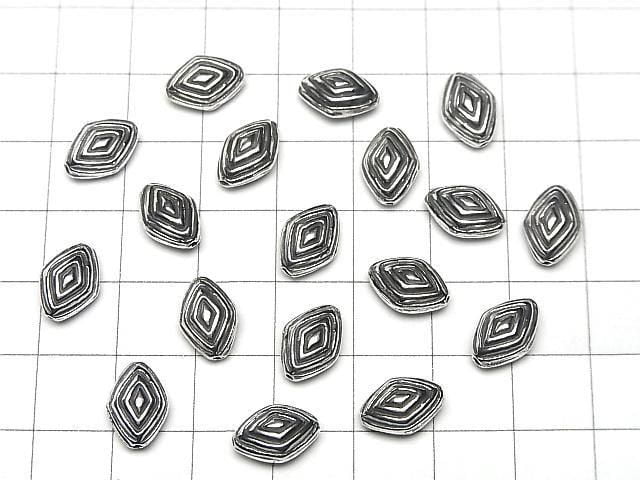 Bali Silver Rhombus Bead 11x8x5.5mm Oxidized Finish 1pc