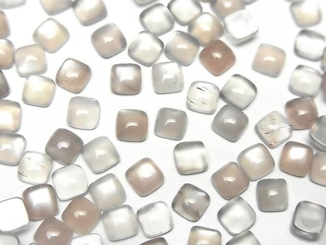 Grauer Mondstein AAA quadratischer Cabochon 4x4mm 10 Stück