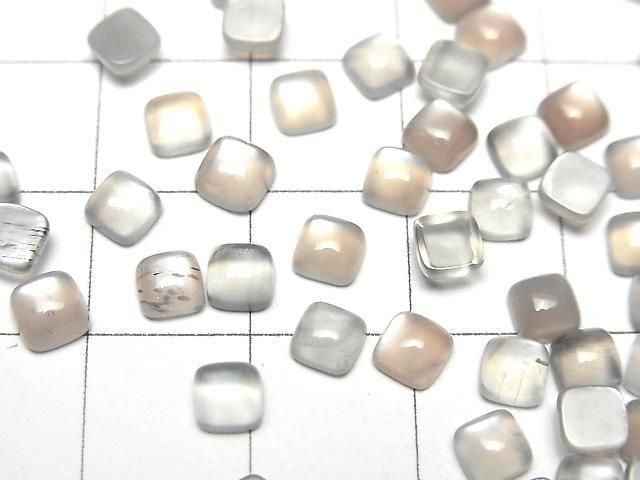 Grauer Mondstein AAA quadratischer Cabochon 4x4mm 10 Stück
