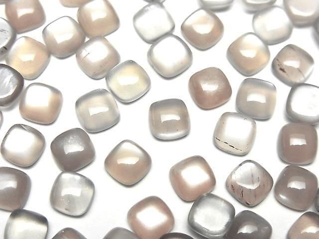 Grauer Mondstein AAA quadratischer Cabochon 6x6mm 5 Stück