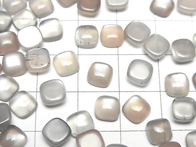 Grauer Mondstein AAA quadratischer Cabochon 6x6mm 5 Stück