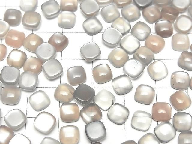 Grauer Mondstein AAA quadratischer Cabochon 6x6mm 5 Stück