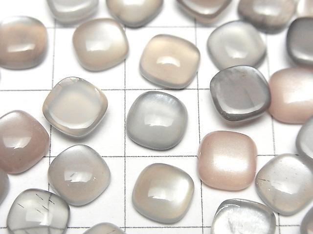Braun-grauer Mondstein AAA quadratischer Cabochon 8x8mm 5 Stück