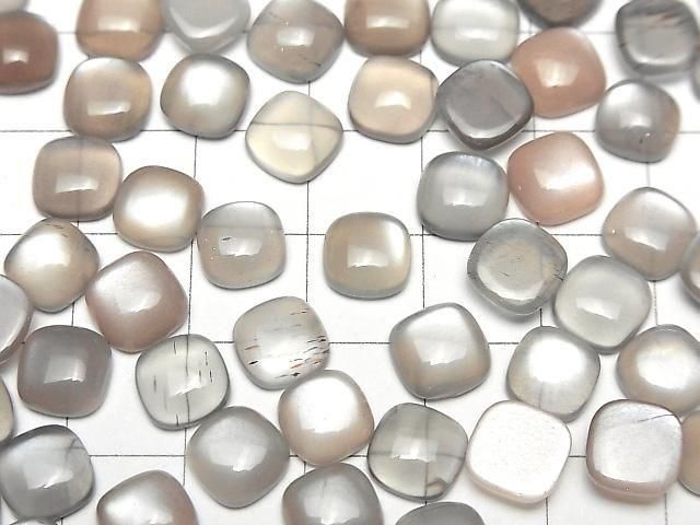 Braun-grauer Mondstein AAA quadratischer Cabochon 8x8mm 5 Stück