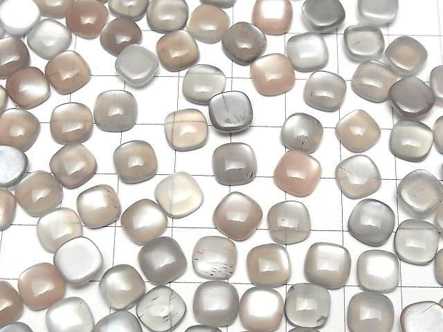 Braun-grauer Mondstein AAA quadratischer Cabochon 8x8mm 5 Stück