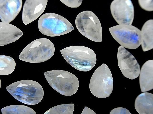 Hochwertiger Regenbogen-Moonstone AA++ Lose Stein Birnenform Facettiert 12x8mm 3Stk