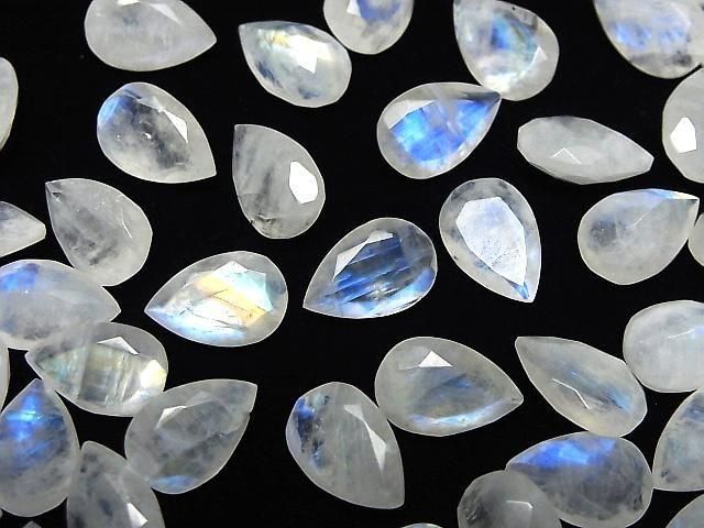 Hochwertiger Regenbogen-Moonstone AA++ Lose Stein Birnenform Facettiert 12x8mm 3Stk