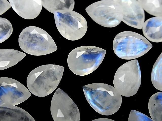Hochwertiger Regenbogen-Moonstone AA++ Lose Stein Birnenform Facettiert 14x10mm 2Stk