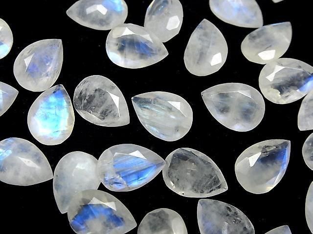 Hochwertiger Regenbogen-Moonstone AA++ Lose Stein Birnenform Facettiert 14x10mm 2Stk