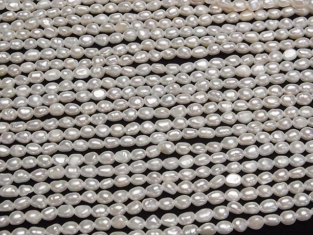 Süßwasserperle AA+ Barock-Reis 5x4x3mm Weiß 1Strang Perlen (ca. 13Zoll/31cm)